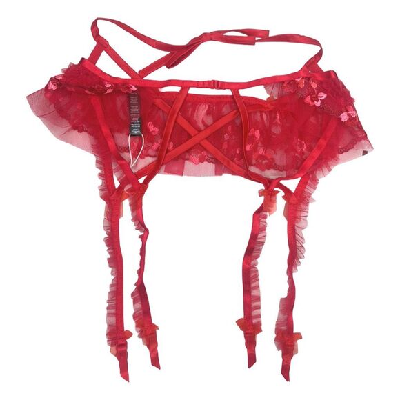 For Love & Lemons Evie Garter Belt - Size Small - Red - Picture 5 of 7